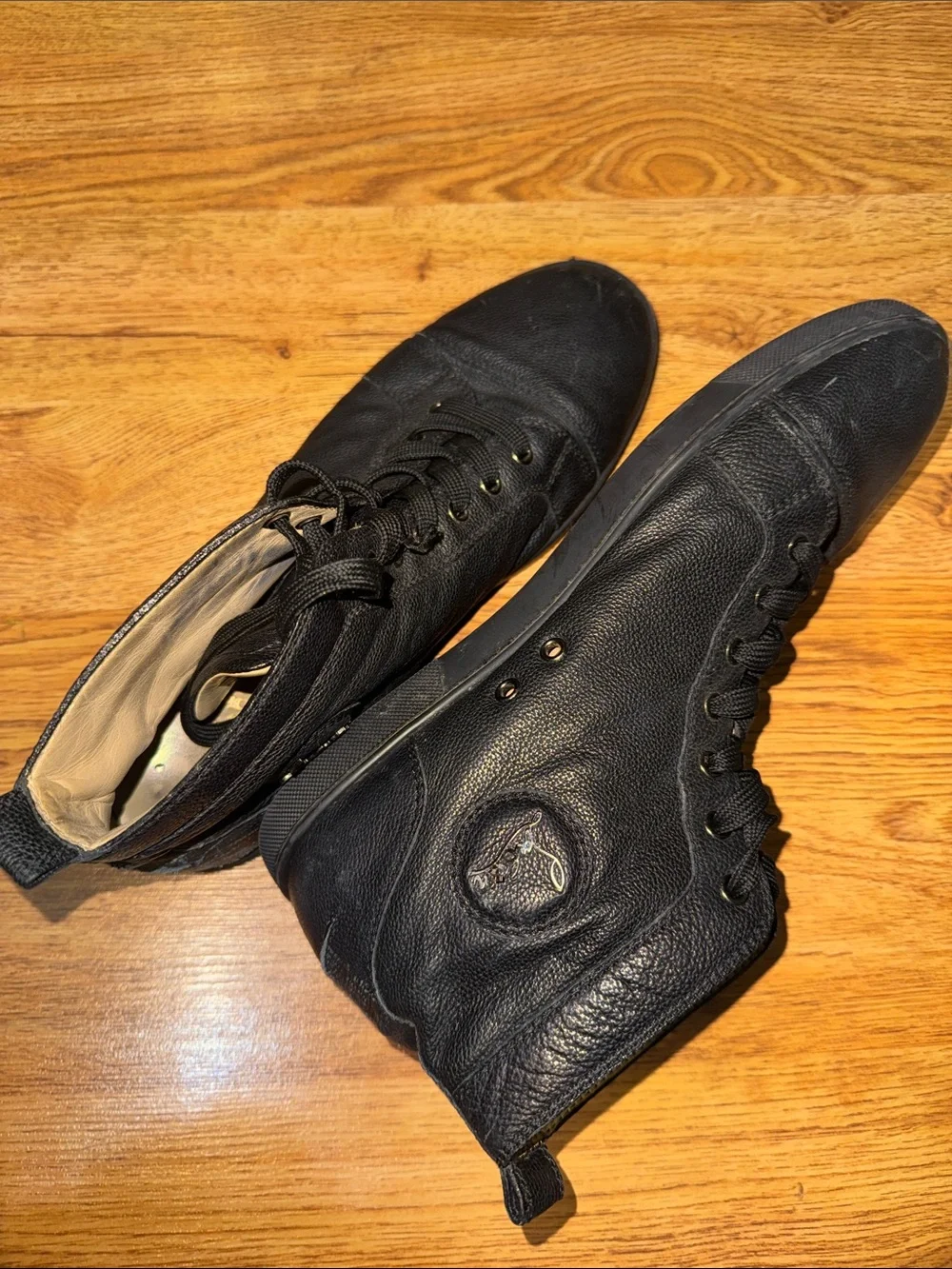Christian Louboutin Black High-Top Leather Sneakers